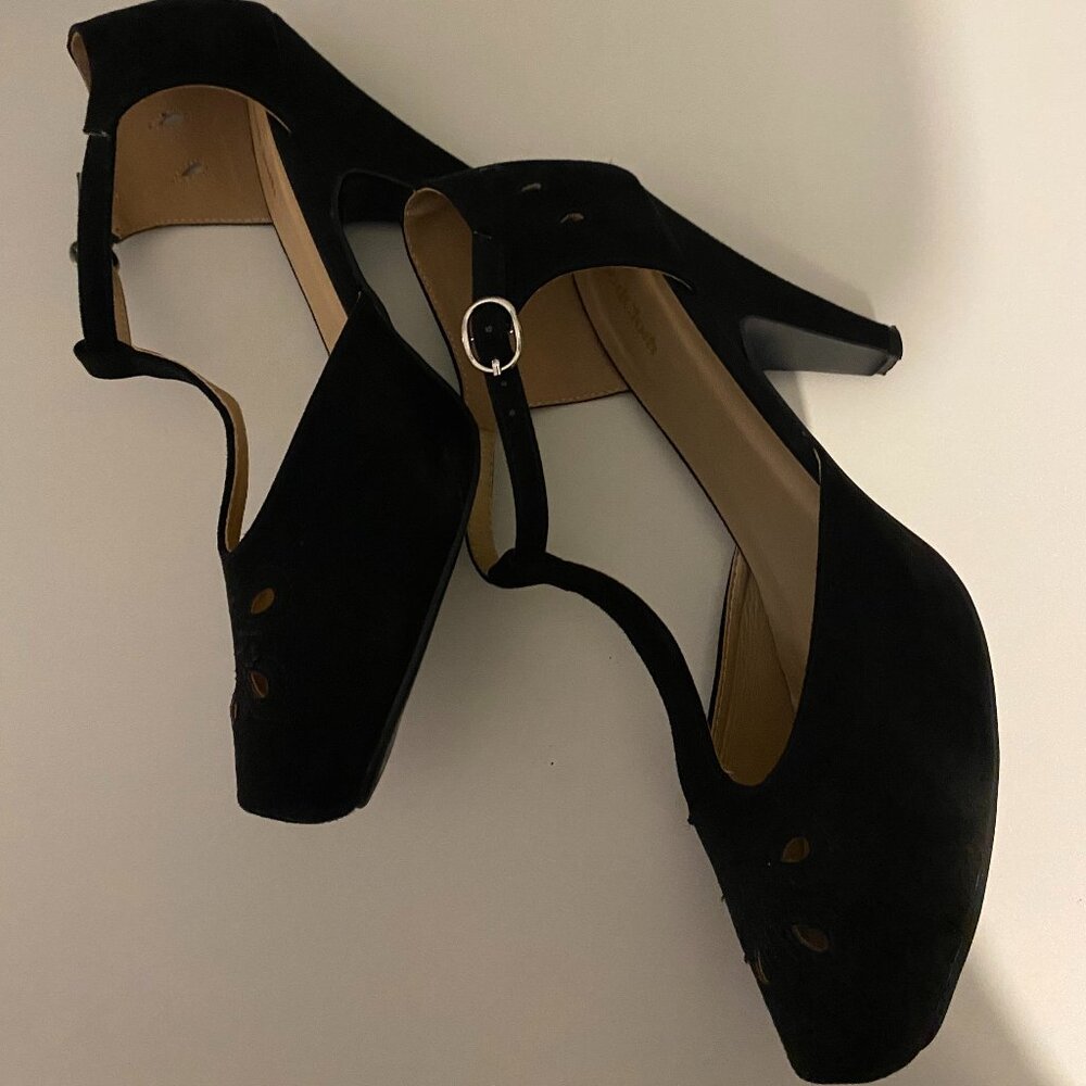 Modcloth T Strap Pin Up Vintage Style Black Heels - Picture 5 of 11